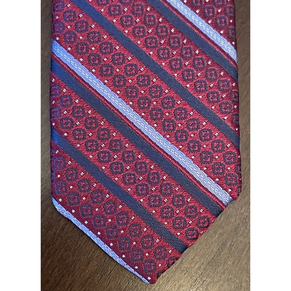 Burma Bibas Red Blue 100% Silk Men’s Neck Tie Made In China - Picture 6 of 9